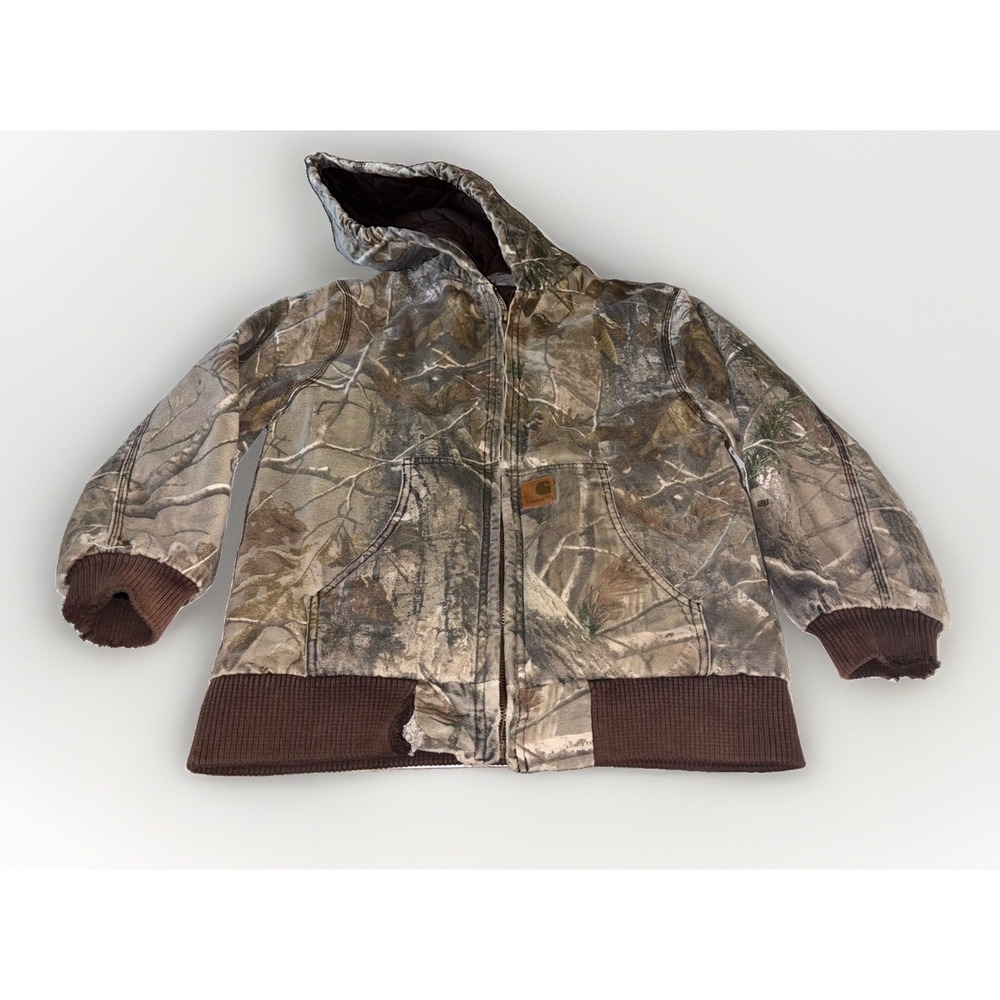 Carhartt Real Tree Youth Medium 10/12 Hooded Camo Jacket Thrashed
